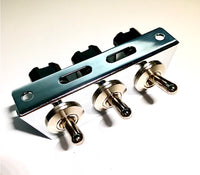 Under Dash Mount 3 Gang Off-On Toggle Switch and Bracket Assembly Chrome