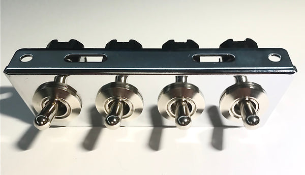 Under Dash Mount 4 Gang Off-On Toggle Switch and Bracket Assembly Chro ...