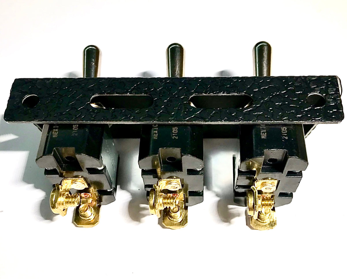 Under Dash Mount 3 Gang Off-On Toggle Switch and Bracket Assembly Blac ...