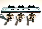Under Dash Mount 3 Gang Off-On Toggle Switch and Bracket Assembly Chrome
