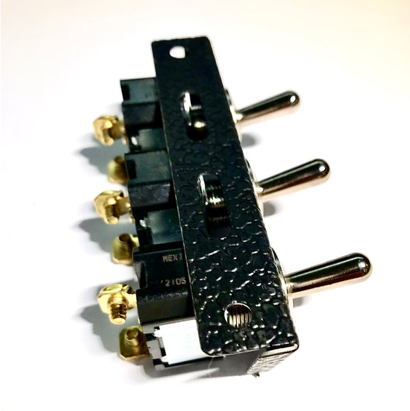 Under Dash Mount 3 Gang Off-On Toggle Switch and Bracket Assembly Blac ...