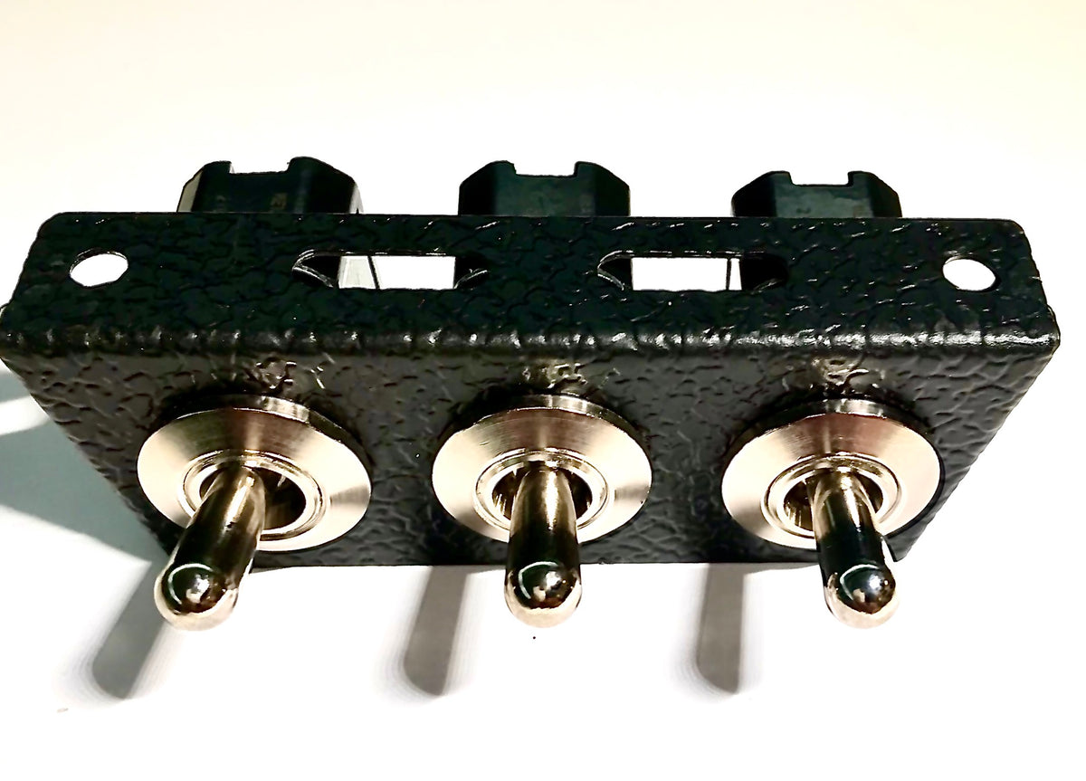 Under Dash Mount 3 Gang Off-On Toggle Switch and Bracket Assembly Blac ...