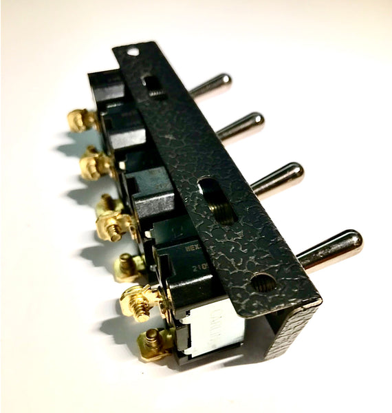Under Dash Mount 4 Gang Off-On Toggle Switch and Bracket Assembly Blac ...