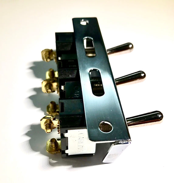 Under Dash Mount 3 Gang Off-On Toggle Switch and Bracket Assembly Chro ...